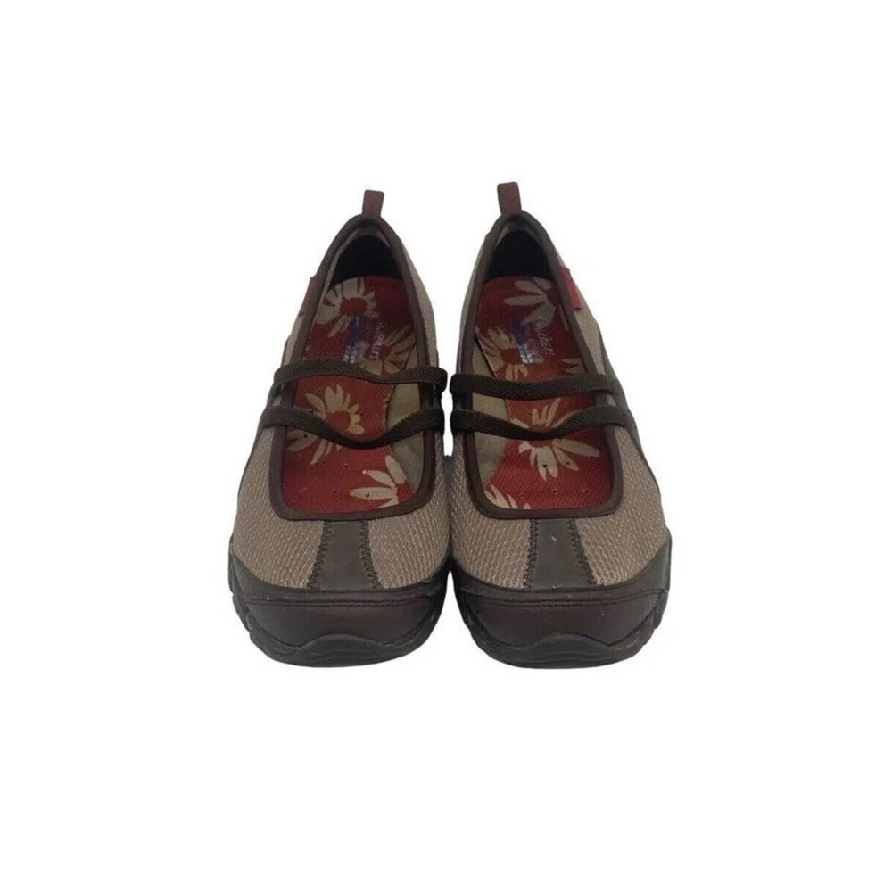 Skechers Biker's Fiesta Brown Mesh and Leather Slip On Mary Jane Shoes SZ 6 EUC